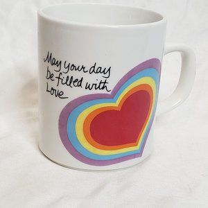 Vintage Rainbow Heart Avon The Love Mug Easter 1984 Coffee Cup